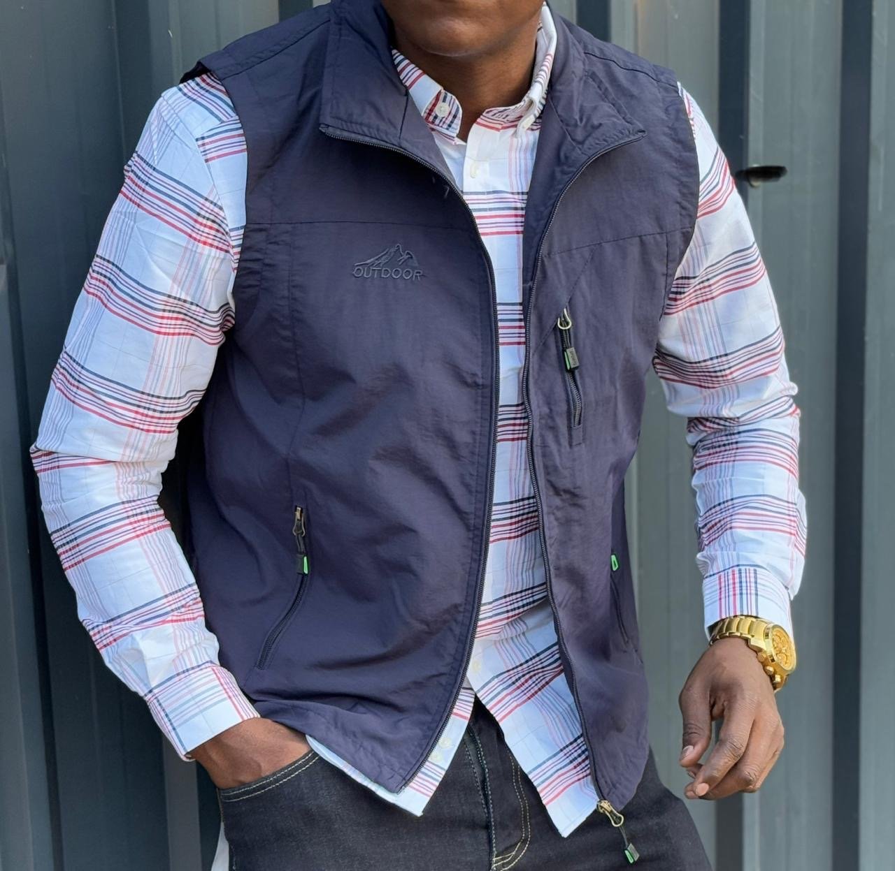 Navy Blue Outdoor Lightweight Half Jacket for Men