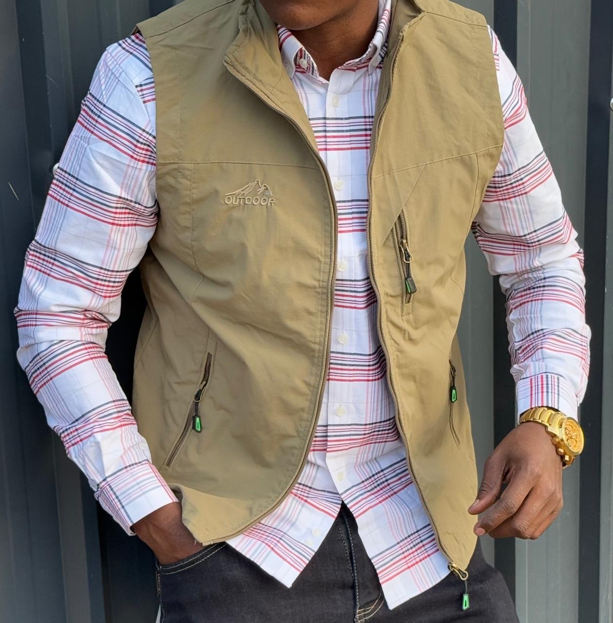 Brown Outdoor Lightweight Half Jacket for Men