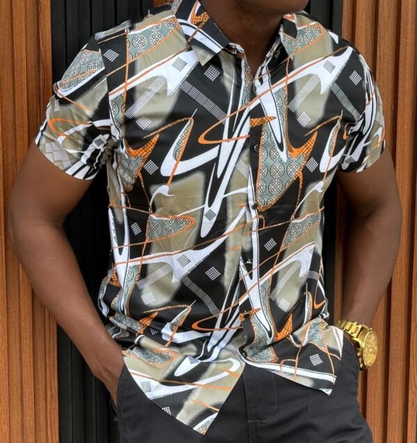 men's satin print shirt