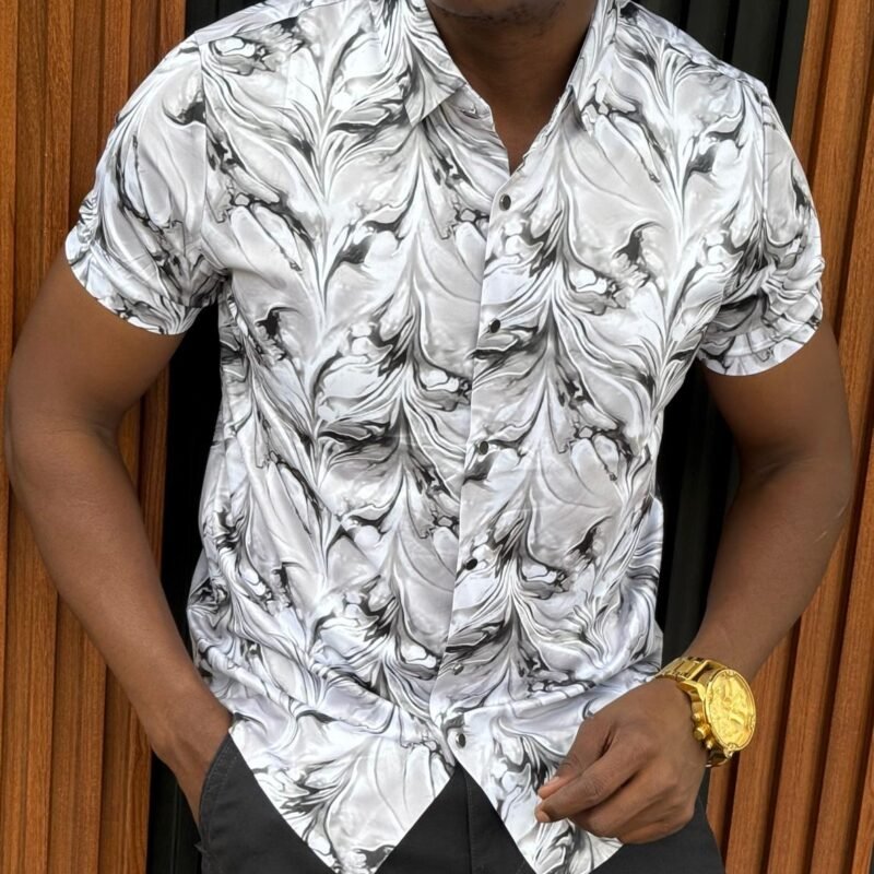 Men’s Marble Print Short Sleeve Shirt