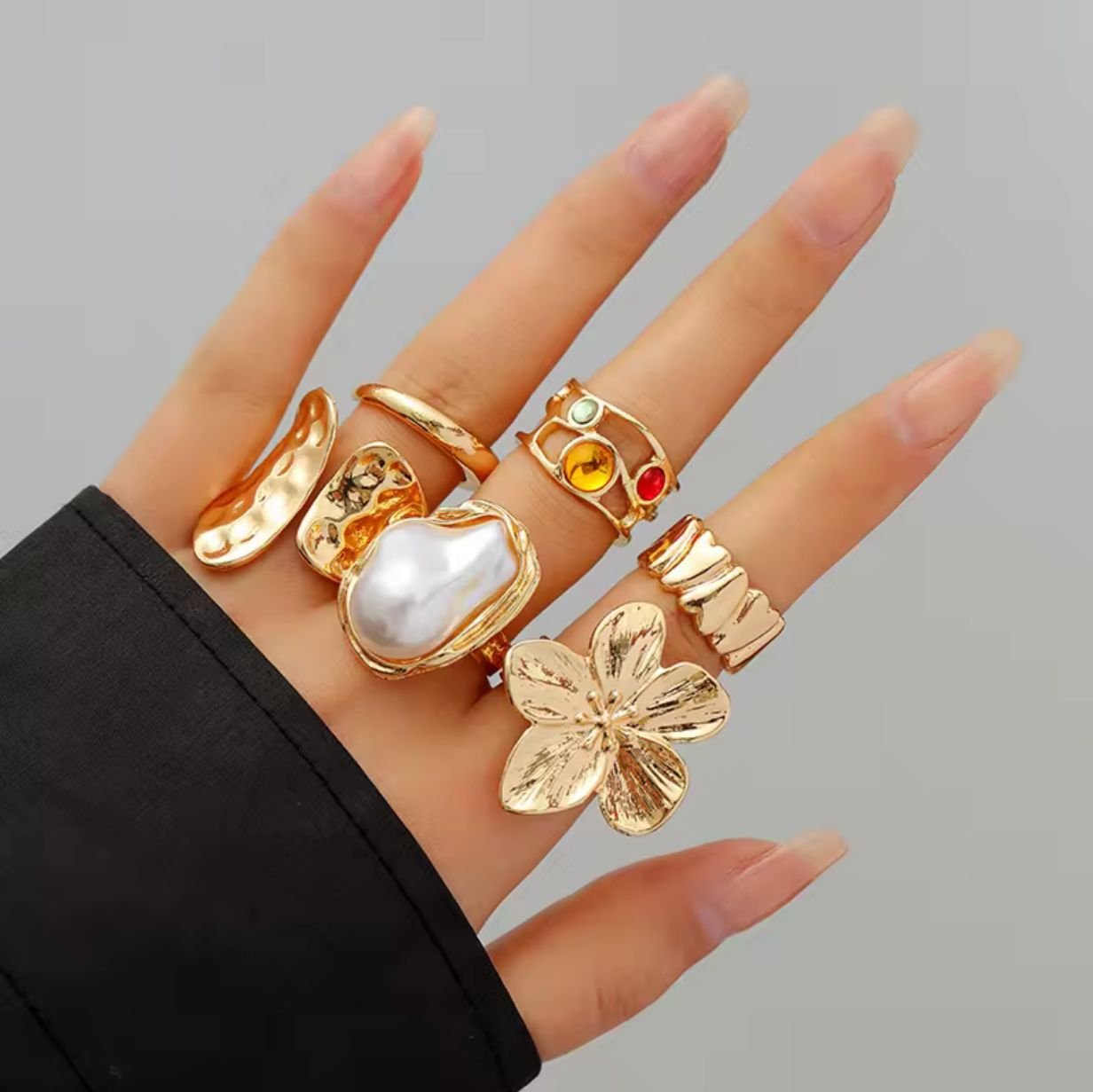 CHUNKY STATEMENT RINGS – 6-Piece Set