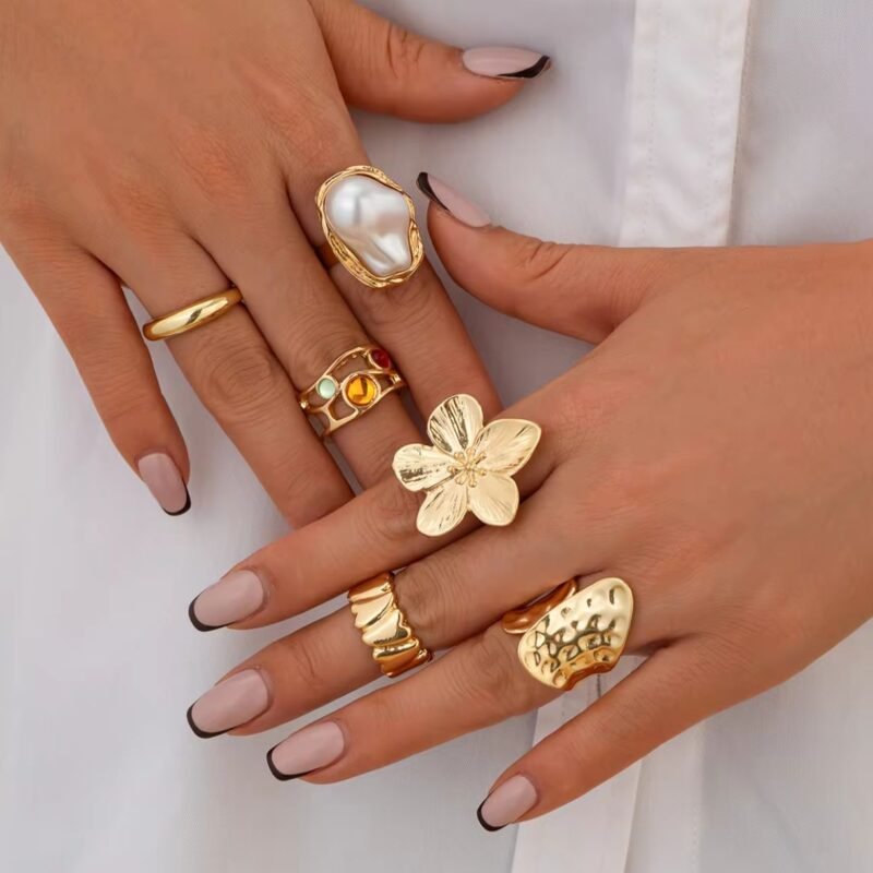 Chunky 6-Piece Set Statement Rings