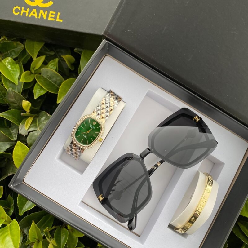 🎀 Ladies Gift Set – Elegant Quartz Watch, Sunglasses & Bracelet