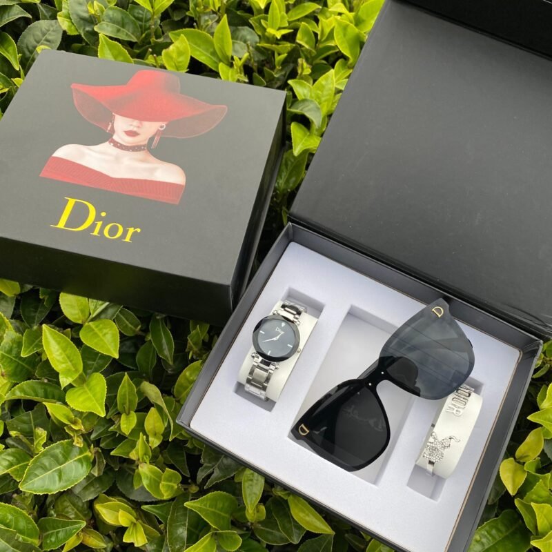 🎀 Ladies Dior Gift Set – Watch, Sunglasses & Bracelet