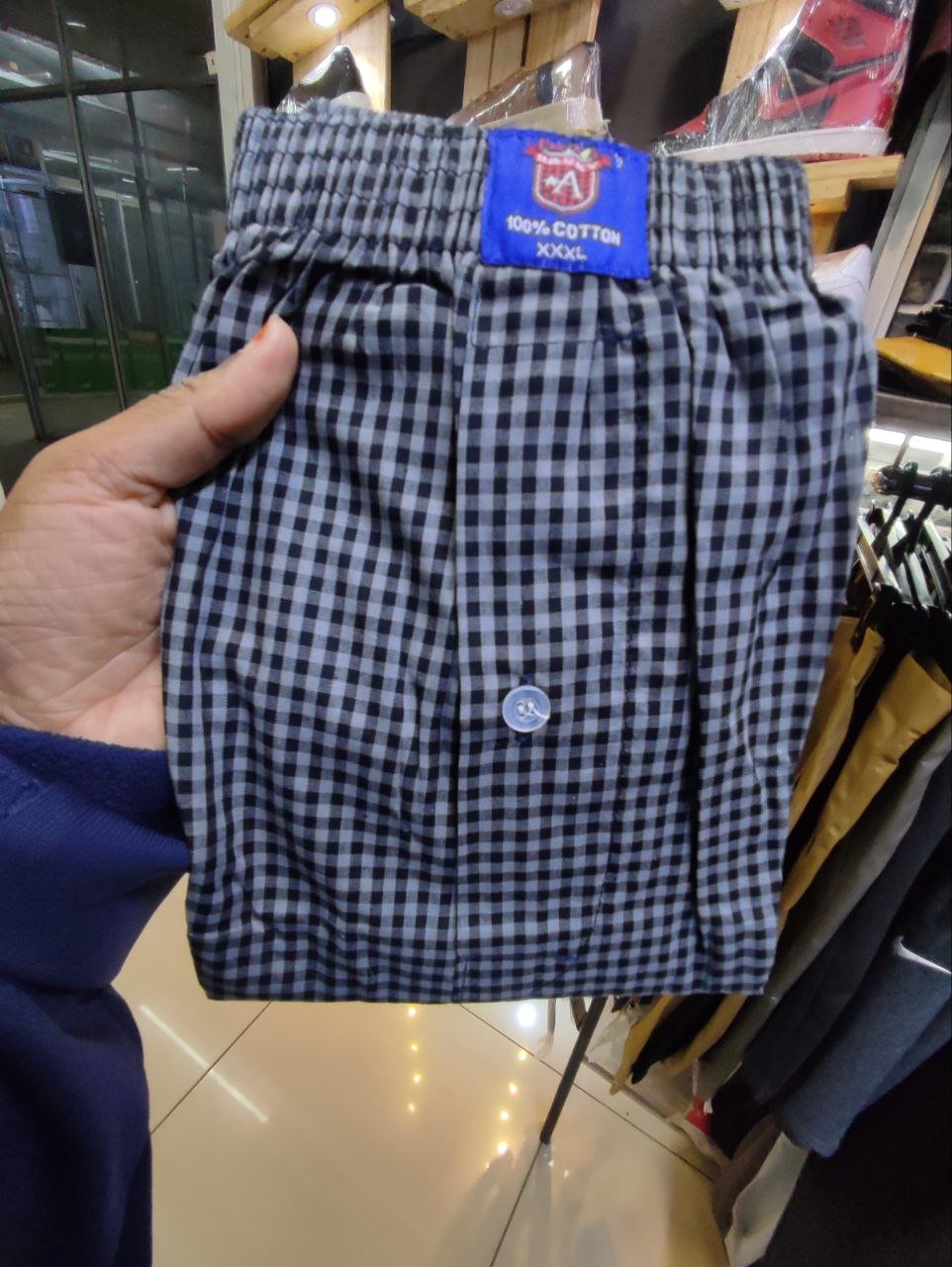 Black & White Checked Cotton Boxers – 3XL