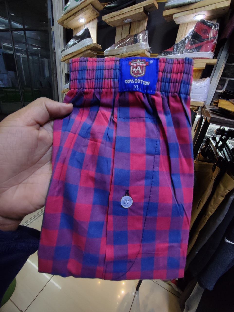 Maroon Checked Boxers for Men