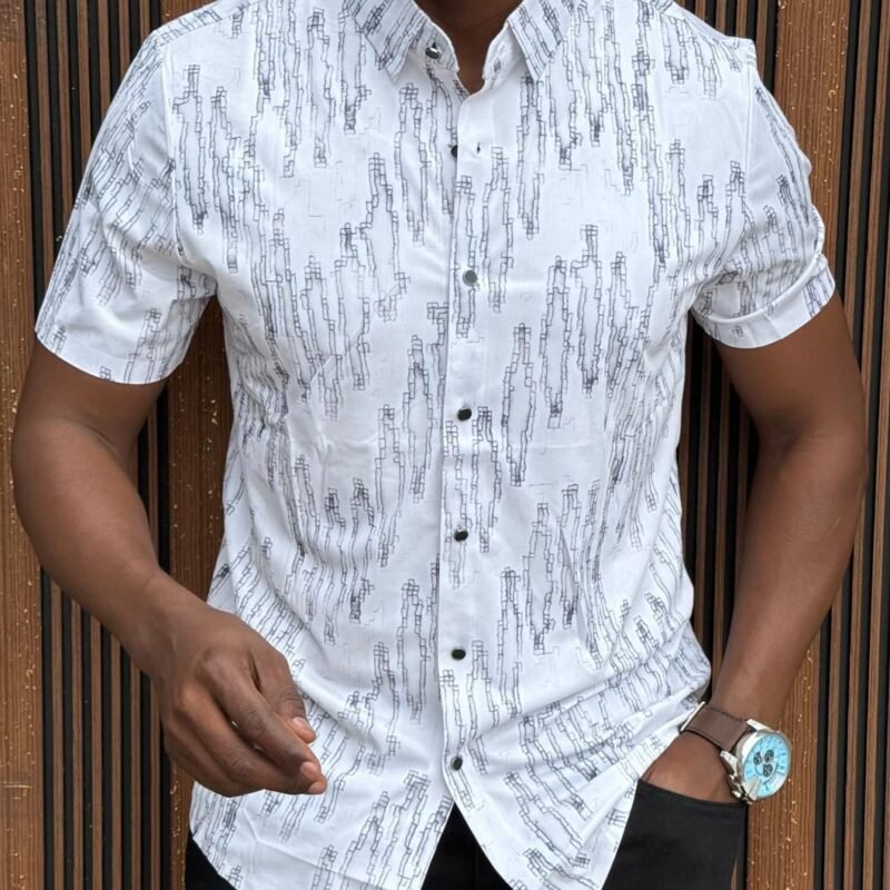 Modern Geometric Print Short-Sleeve Shirt