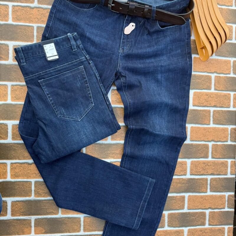 Plain Straight Fit Blue Jeans for Men
