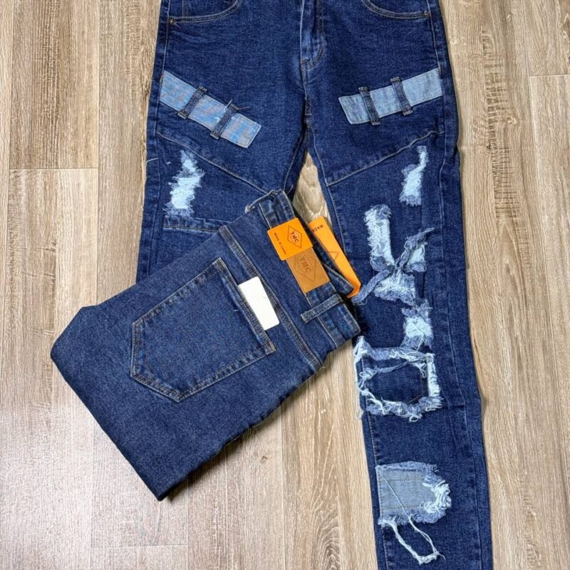 Designer Patched Slim Fit Jeans