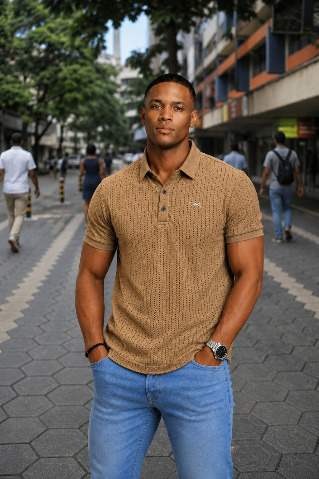 Premium Textured Knit Polo Shirt