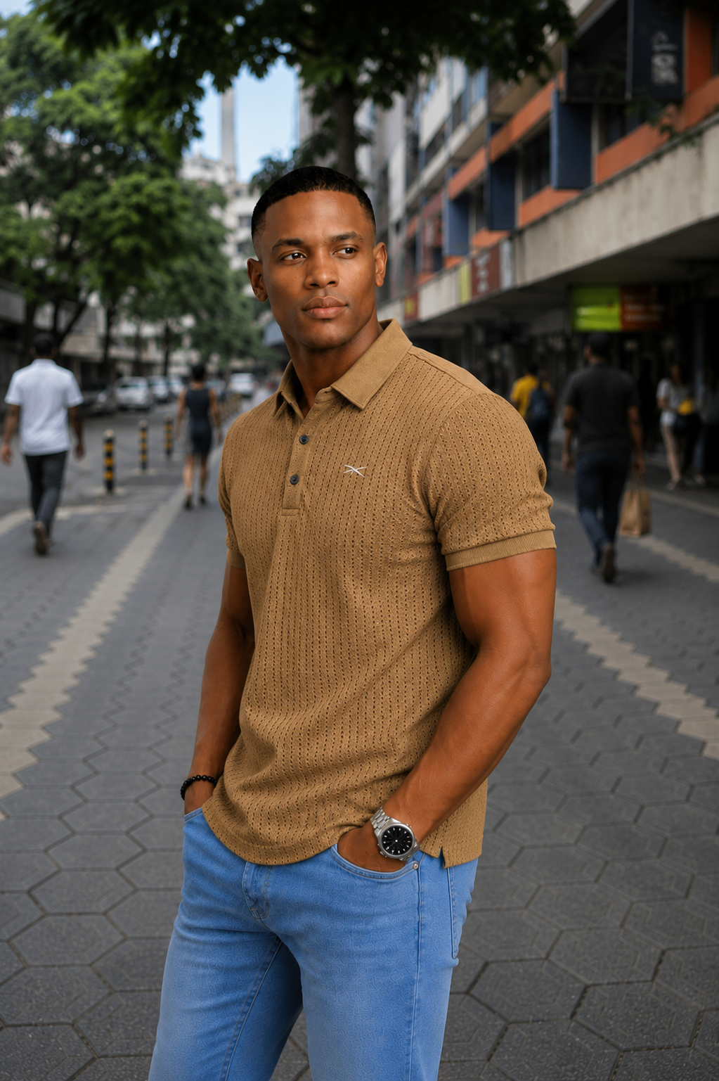 Premium Textured Knit Polo Shirt