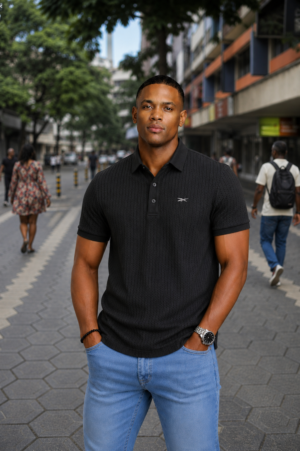 Premium Textured Knit Polo Shirt