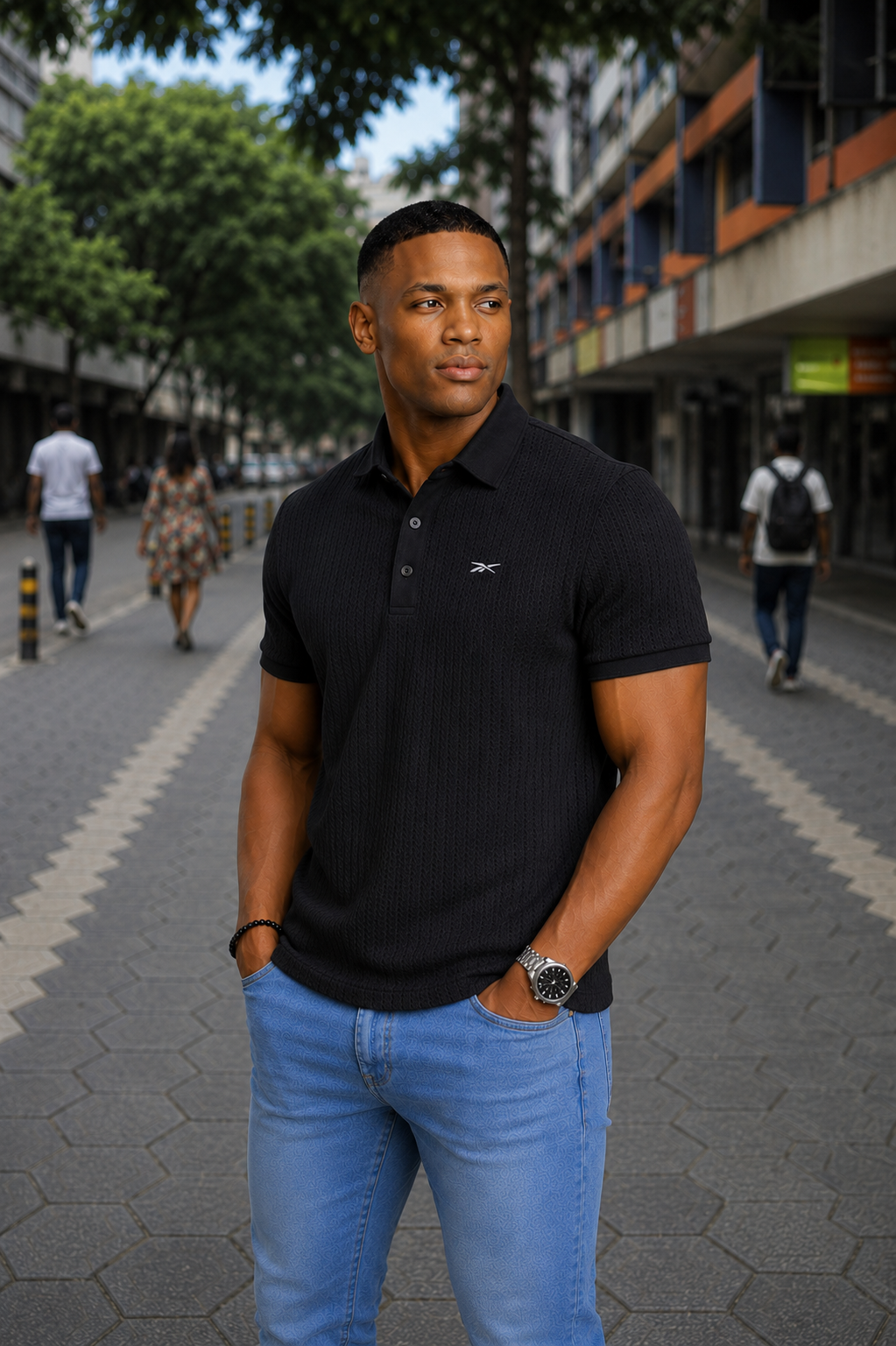 Premium Textured Knit Polo Shirt