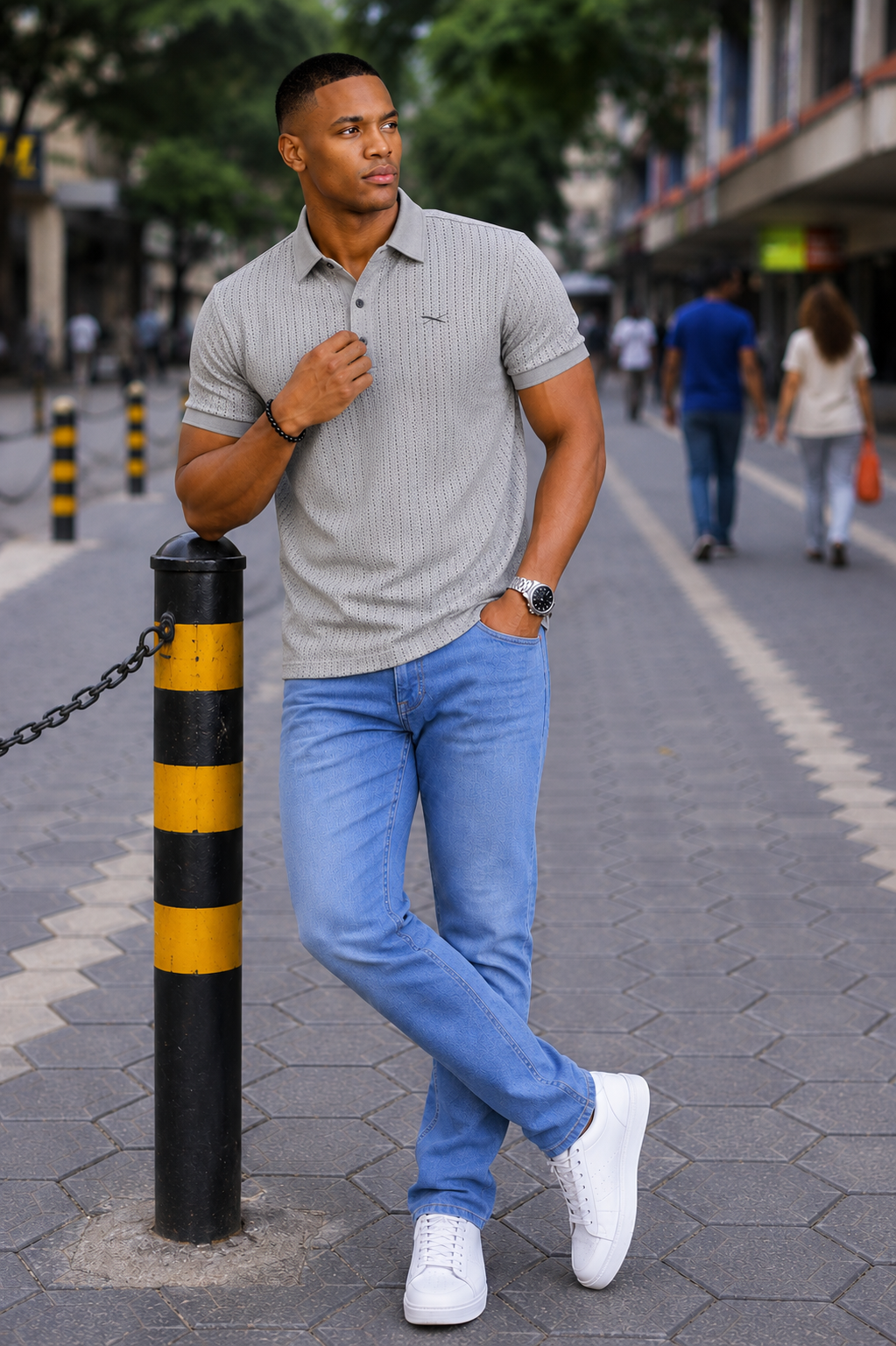 Premium Textured Knit Polo Shirt