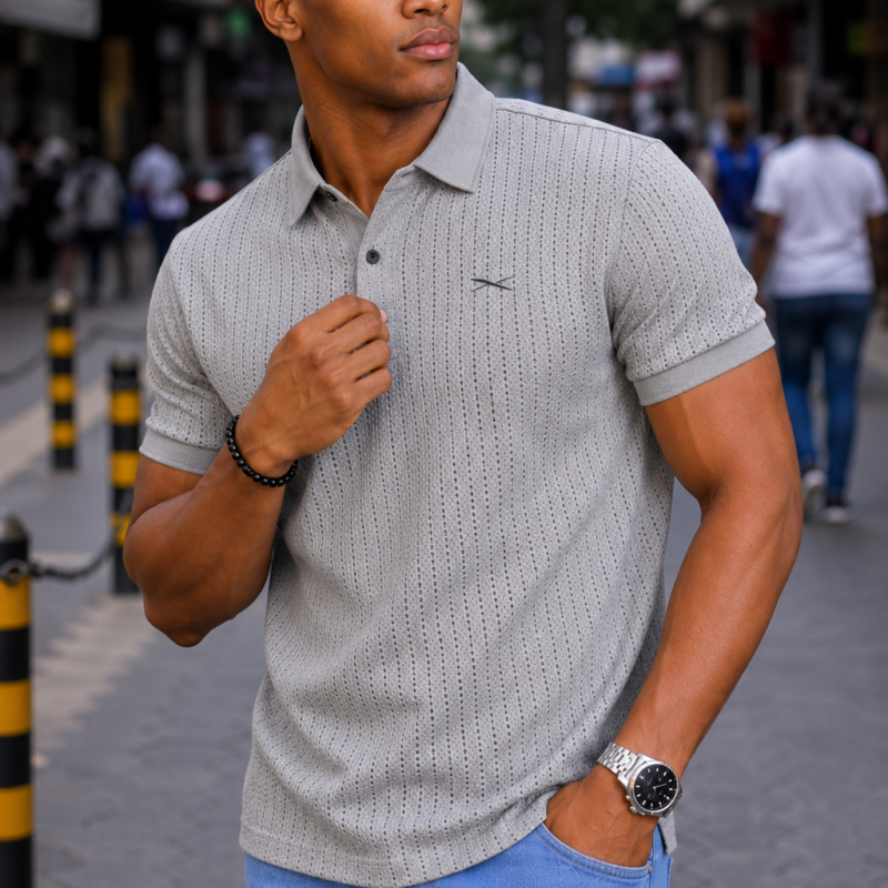 Premium Textured Knit Polo Shirt