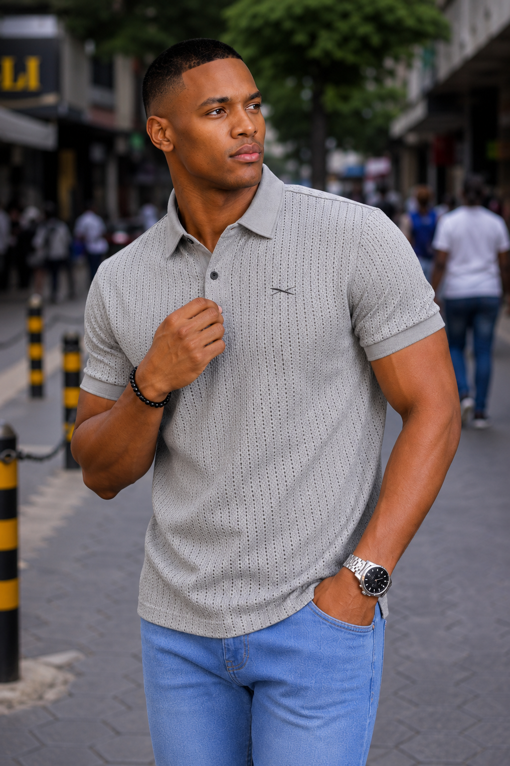 Premium Textured Knit Polo Shirt